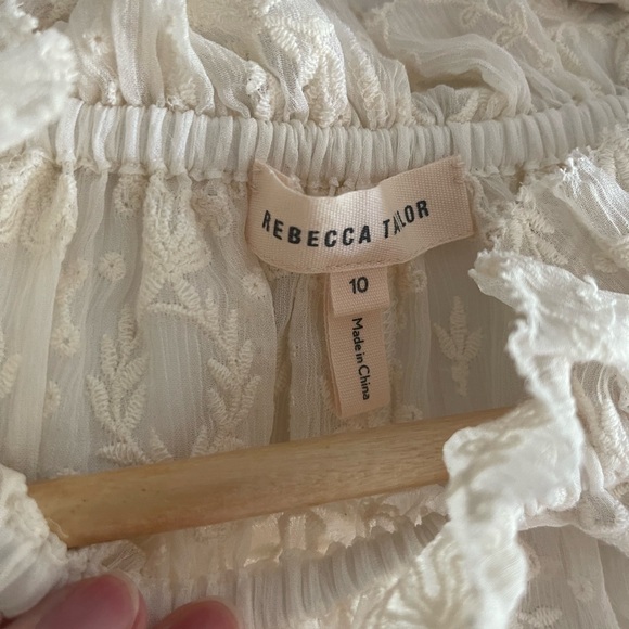 Rebecca Taylor Elegant Cream Lace Blouse Size 10 - Picture 3 of 4